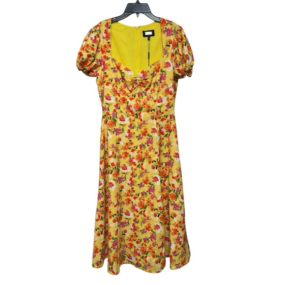Alexia Admor Gracie Sweetheart Fit & Flare Midi Dress in Yellow Floral Size 6 - Picture 5 of 16